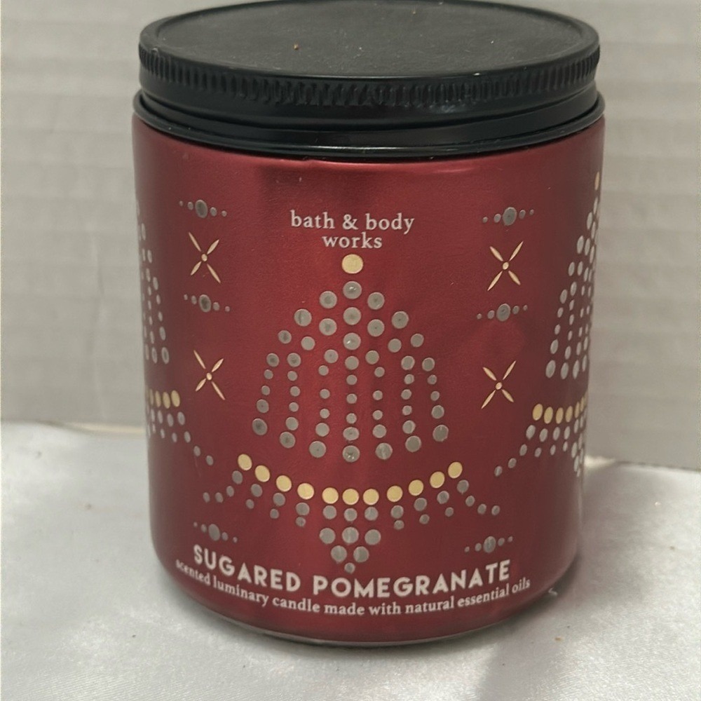 Bath & Body Works Sugared Pomegranate Scented Luminary Candle 7 oz Red Jar NEW